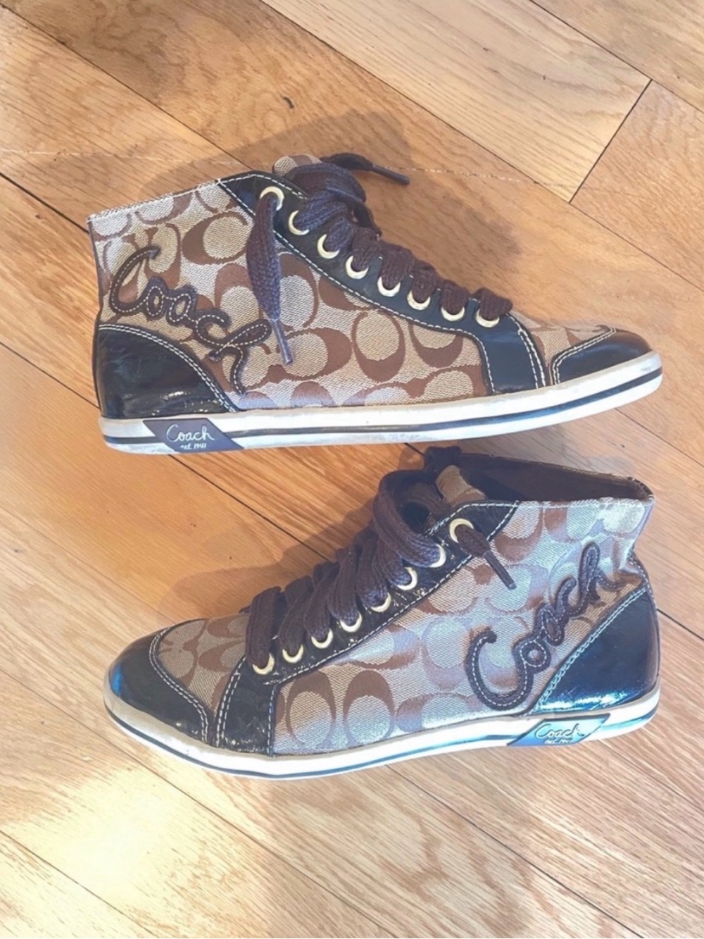 Coach Kids Brown Signature High-Top Sneakers